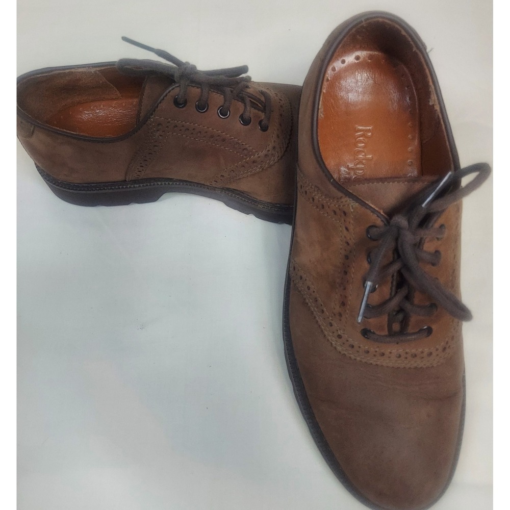 Rockport Saddle Shoes Leather Oxfords Brogue Dress Casual Brown Size‎ 8M